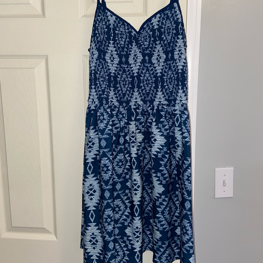 Blue Aztec print dress, size L